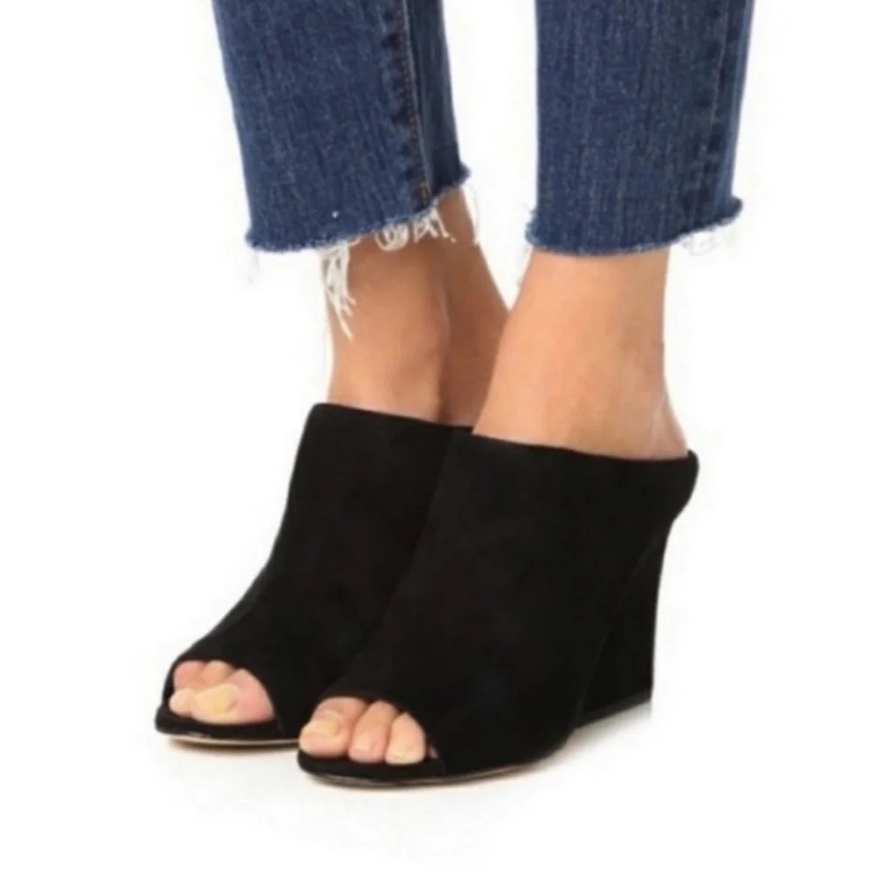 Sam Edelman Black Suede Wayne Wedge Mules (9.5)